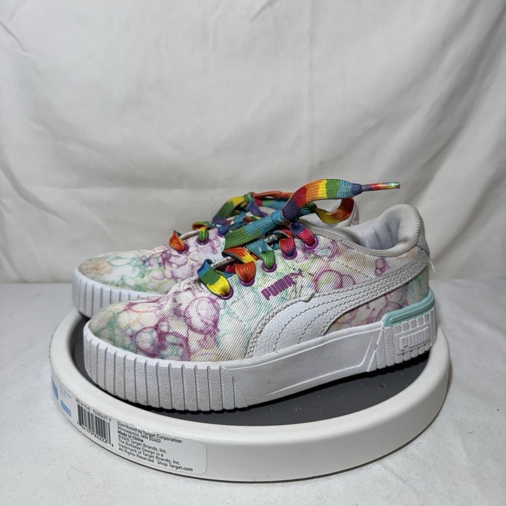 Puma Carina 2.0 Girls Tie-Dye Sneakers  With Rainbow Laces Size 13C